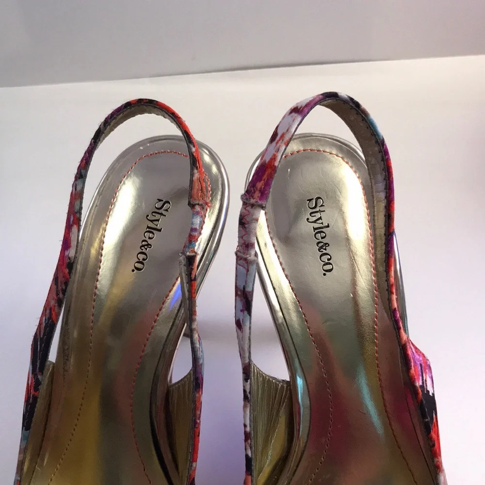 Style&Co. multicolor sling back peep toed shoes  7‎ - Picture 7 of 8